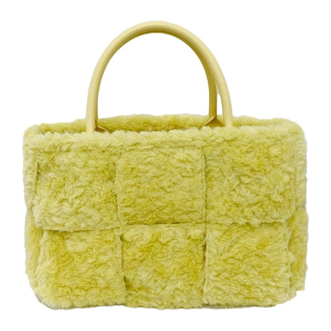 Large Nylon Soft Plush Tote Handbag Top-Handle Women's Bucket Bag Clutch Purse