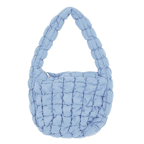 Large Capacity Polyester Pleated Design Women Handbag Stylish Single Shoulder Bag