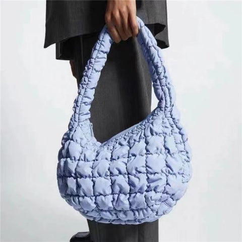 Large Capacity Polyester Pleated Design Women Handbag Stylish Single Shoulder Bag