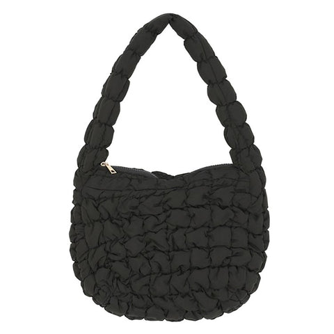 Large Capacity Polyester Pleated Design Women Handbag Stylish Single Shoulder Bag