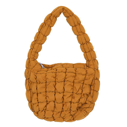 Large Capacity Polyester Pleated Design Women Handbag Stylish Single Shoulder Bag