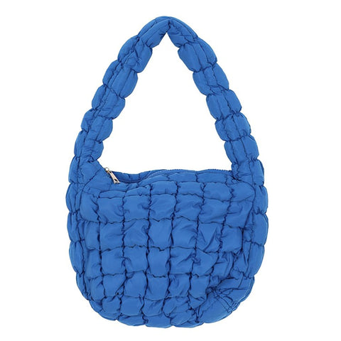 Large Capacity Polyester Pleated Design Women Handbag Stylish Single Shoulder Bag