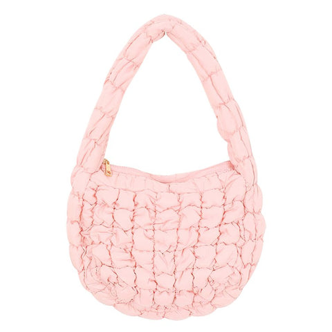 Large Capacity Polyester Pleated Design Women Handbag Stylish Single Shoulder Bag