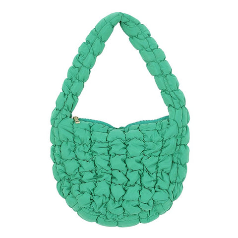 Large Capacity Polyester Pleated Design Women Handbag Stylish Single Shoulder Bag