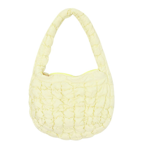 Large Capacity Polyester Pleated Design Women Handbag Stylish Single Shoulder Bag