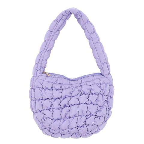 Large Capacity Polyester Pleated Design Women Handbag Stylish Single Shoulder Bag