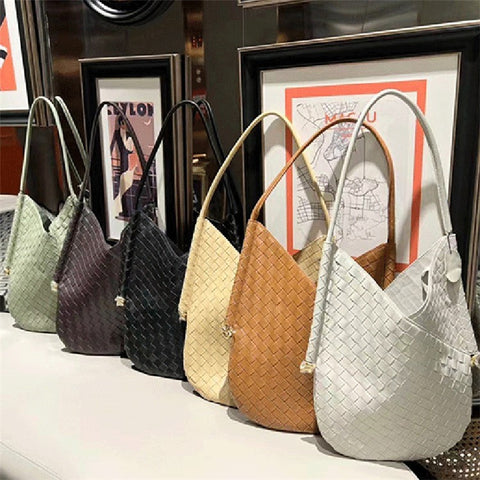 Women's Handbag Tote Large Woven Design Sheepskin Shoulder Top-handle Bag Underarm Bag Purse
