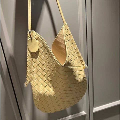 Women's Handbag Tote Large Woven Design Sheepskin Shoulder Top-handle Bag Underarm Bag Purse