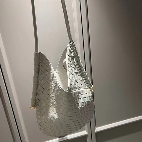 Women's Handbag Tote Large Woven Design Sheepskin Shoulder Top-handle Bag Underarm Bag Purse