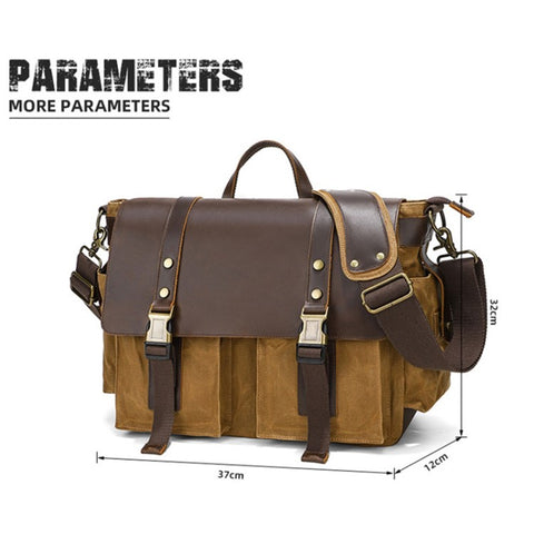 S11 Outdoor Single Shoulder Crossbody Bag Waxed Leather Flap Casual Canvas Bag