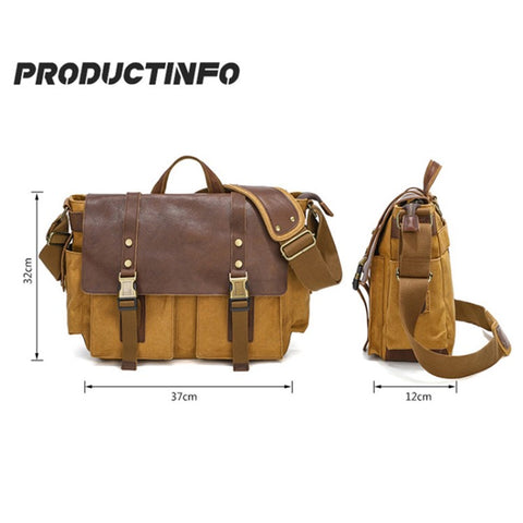 S8 Casual Outdoor Crossbody Bag Waxed Leather + Canvas Single Shoulder Travel Bag