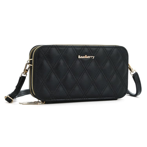 BAELLERRY N0112 Rhombus Grid Stitching Crossbody Bag PU Leather Women's Daypack Shoulder Bag