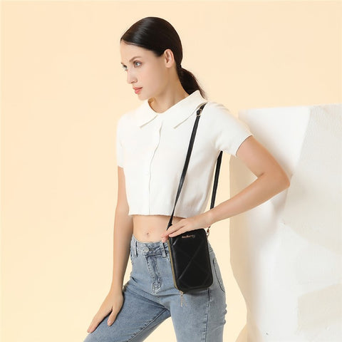 BAELLERRY N0112 Rhombus Grid Stitching Crossbody Bag PU Leather Women's Daypack Shoulder Bag