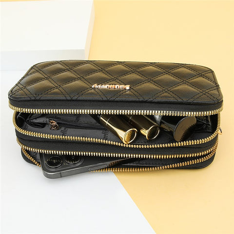BAELLERRY N0112 Rhombus Grid Stitching Crossbody Bag PU Leather Women's Daypack Shoulder Bag