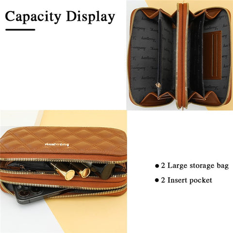 BAELLERRY N0112 Rhombus Grid Stitching Crossbody Bag PU Leather Women's Daypack Shoulder Bag