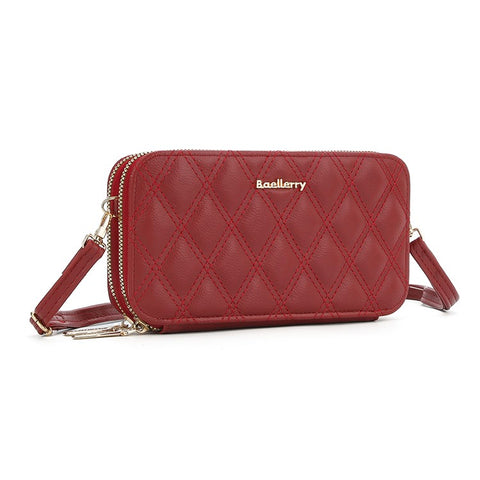 BAELLERRY N0112 Rhombus Grid Stitching Crossbody Bag PU Leather Women's Daypack Shoulder Bag
