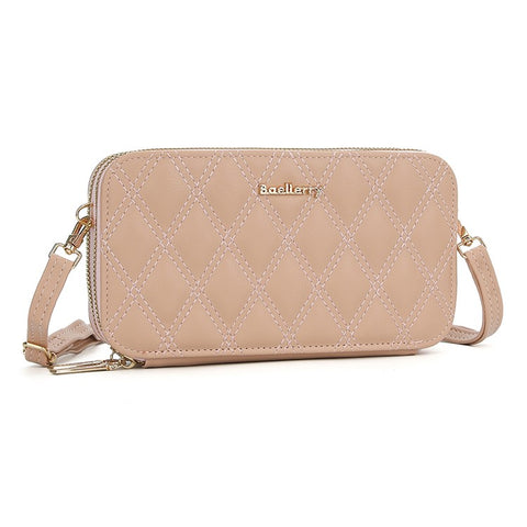 BAELLERRY N0112 Rhombus Grid Stitching Crossbody Bag PU Leather Women's Daypack Shoulder Bag