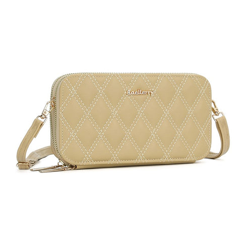 BAELLERRY N0112 Rhombus Grid Stitching Crossbody Bag PU Leather Women's Daypack Shoulder Bag