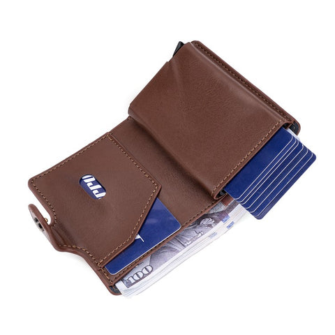 BAELLERRY K9217 PU Leather+Metal Card Holder Case Men's RFID Blocking Wallet Coin Purse Bag Billfold