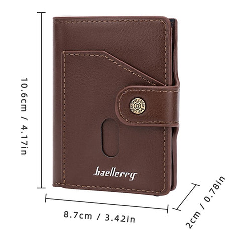 BAELLERRY K9217 PU Leather+Metal Card Holder Case Men's RFID Blocking Wallet Coin Purse Bag Billfold