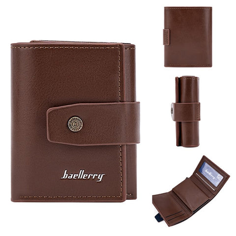 BAELLERRY K9218 RFID Blocking PU Leather Billfold Wallet Aluminum Pop-Up Card Holder