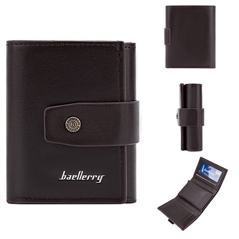 BAELLERRY K9218 RFID Blocking PU Leather Billfold Wallet Aluminum Pop-Up Card Holder