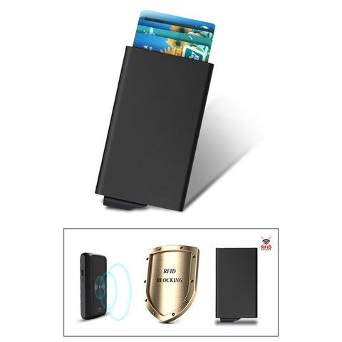 TDL007 Aluminum Alloy Card Pouch RFID Blocking Credit Card ID Card Holder Case Easy Pop-Up Design