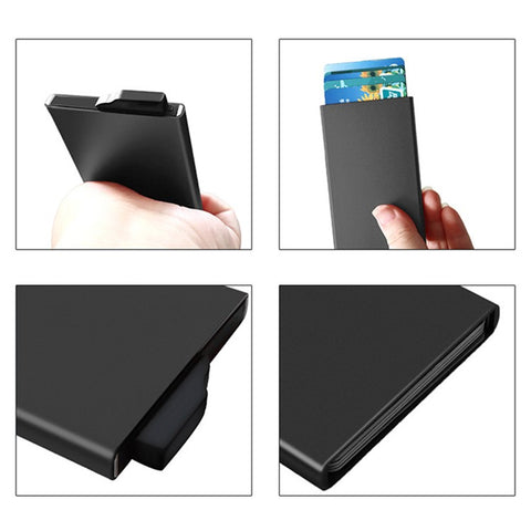 TDL007 Aluminum Alloy Card Pouch RFID Blocking Credit Card ID Card Holder Case Easy Pop-Up Design