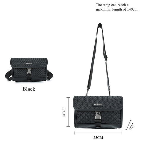 BAELLERRY N8926 Business Men Shoulder Bag Woven PU Leather Crossbody Bag