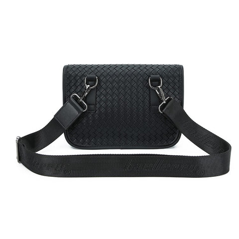 BAELLERRY N8926 Business Men Shoulder Bag Woven PU Leather Crossbody Bag