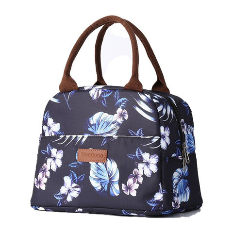 HEOPONO Stylish Insulated Lunch Tote Bag Oxford Cloth Bento Box Cooler Bag