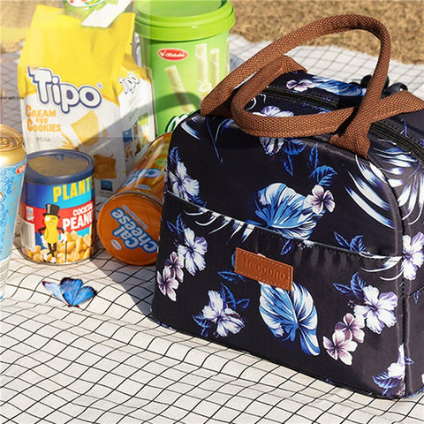 HEOPONO Stylish Insulated Lunch Tote Bag Oxford Cloth Bento Box Cooler Bag