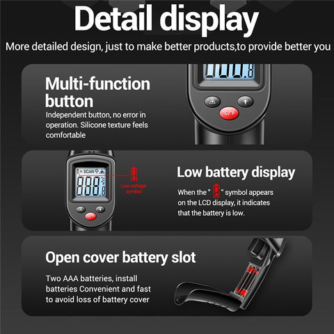 ANENG TH201 Handheld Thermometer LCD Digital IR Laser Sensor Temperature Tester