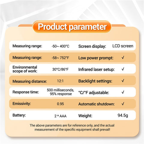 ANENG TH201 Handheld Thermometer LCD Digital IR Laser Sensor Temperature Tester