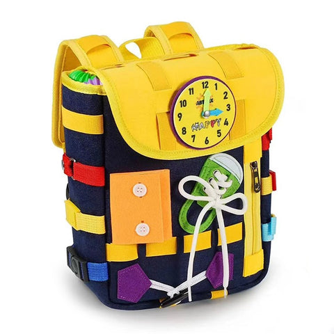 YT-66 Toddlers Busy Board Felt Backpack Educational Toy for Basic Life Skills Learning