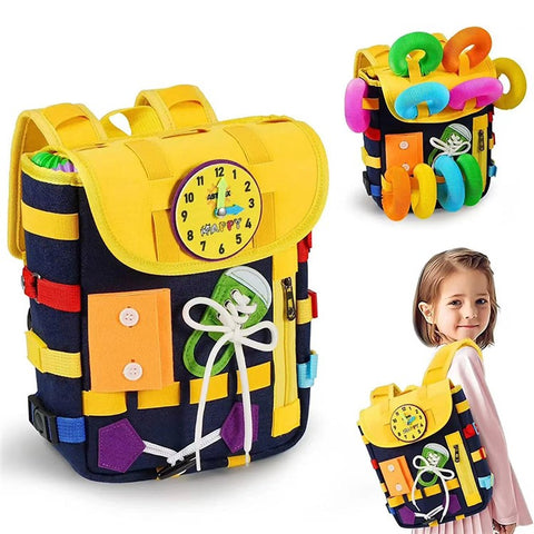 YT-66 Toddlers Busy Board Felt Backpack Educational Toy for Basic Life Skills Learning