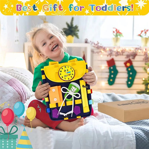 YT-66 Toddlers Busy Board Felt Backpack Educational Toy for Basic Life Skills Learning