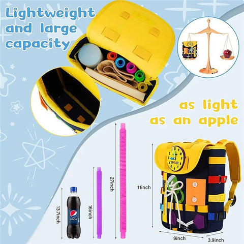 YT-66 Toddlers Busy Board Felt Backpack Educational Toy for Basic Life Skills Learning