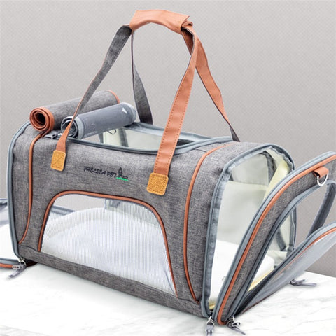 Portable Dog Carrier Bag Pet Gift Puppy Travel Bag Breathable Mesh Handbag Cat Tote Bag, 46x26x28cm