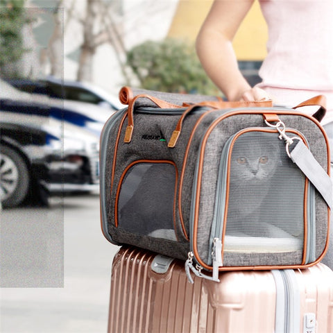 Portable Dog Carrier Bag Pet Gift Puppy Travel Bag Breathable Mesh Handbag Cat Tote Bag, 46x26x28cm
