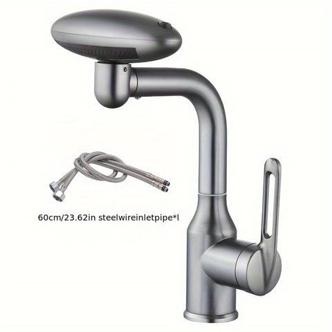 Wash Basin Rotatable Four Modes Hot and Cold Water Faucet Home Bathroom Tap with 2 Water Inlet Pipes