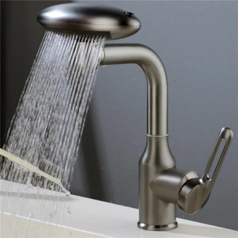 Wash Basin Rotatable Four Modes Hot and Cold Water Faucet Home Bathroom Tap with 2 Water Inlet Pipes