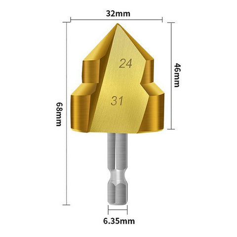 3 Flute 32mm HSS Hex Shank PPR Pipe Reamer Drill Bit Step Drill Hole Opener for Water Pipe Expansion