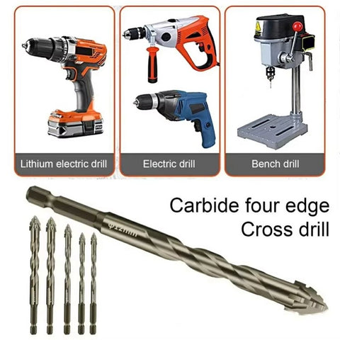 6mm Alloy Steel Four Flutes Sawtooth Eccentric Drill Bit for Glass Tile Ceramic Drilling Tool