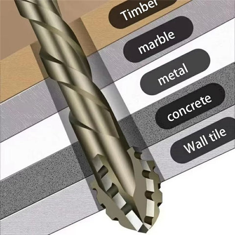 4Pcs / Set 6 / 8 / 10 / 12mm Alloy Steel Four Flutes Sawtooth Eccentric Drill Bit for Glass Tile Ceramic Drilling Tool