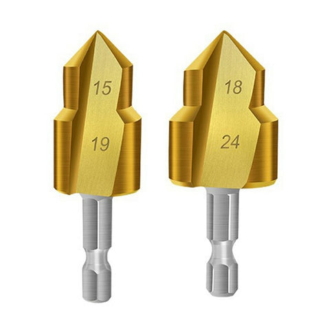 2Pcs / Set 3 Flute 20 + 25mm HSS Hex Shank PPR Pipe Reamer Drill Bit Step Drill Hole Opener for Water Pipe Expansion