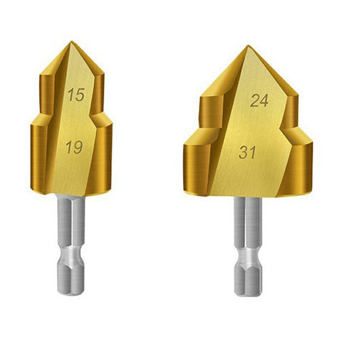 2Pcs / Set 3 Flute 20 + 32mm HSS Hex Shank PPR Pipe Reamer Drill Bit Step Drill Hole Opener for Water Pipe Expansion