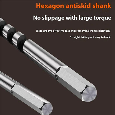 6x460mm Deep Hole Extended Auger Drill Bit Woodworking Hex Shank Bit for Electric Drill / Bench Drill