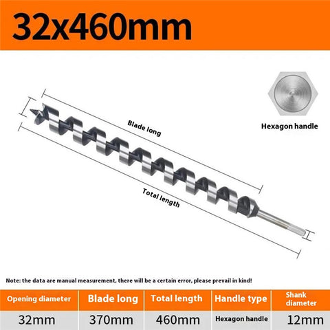 32 x 460mm Deep Hole Extended Auger Drill Bit Woodworking Hex Shank Bit for Electric Drill / Bench Drill