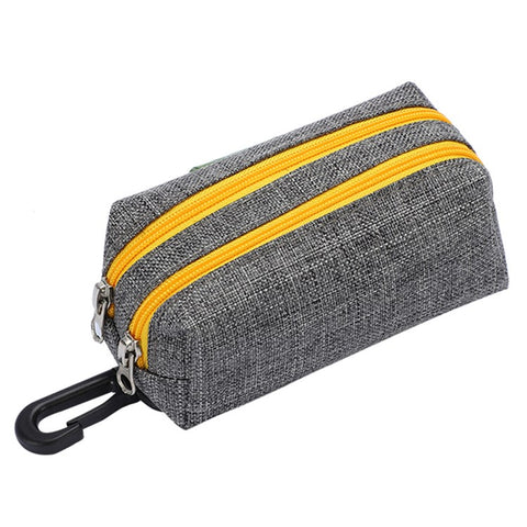LDLC QS-080 Pet Gift Waste Bag Dispenser Zippered Pouch Portable Dog Poop Bag Holder Leash Attachment, Double Zipper